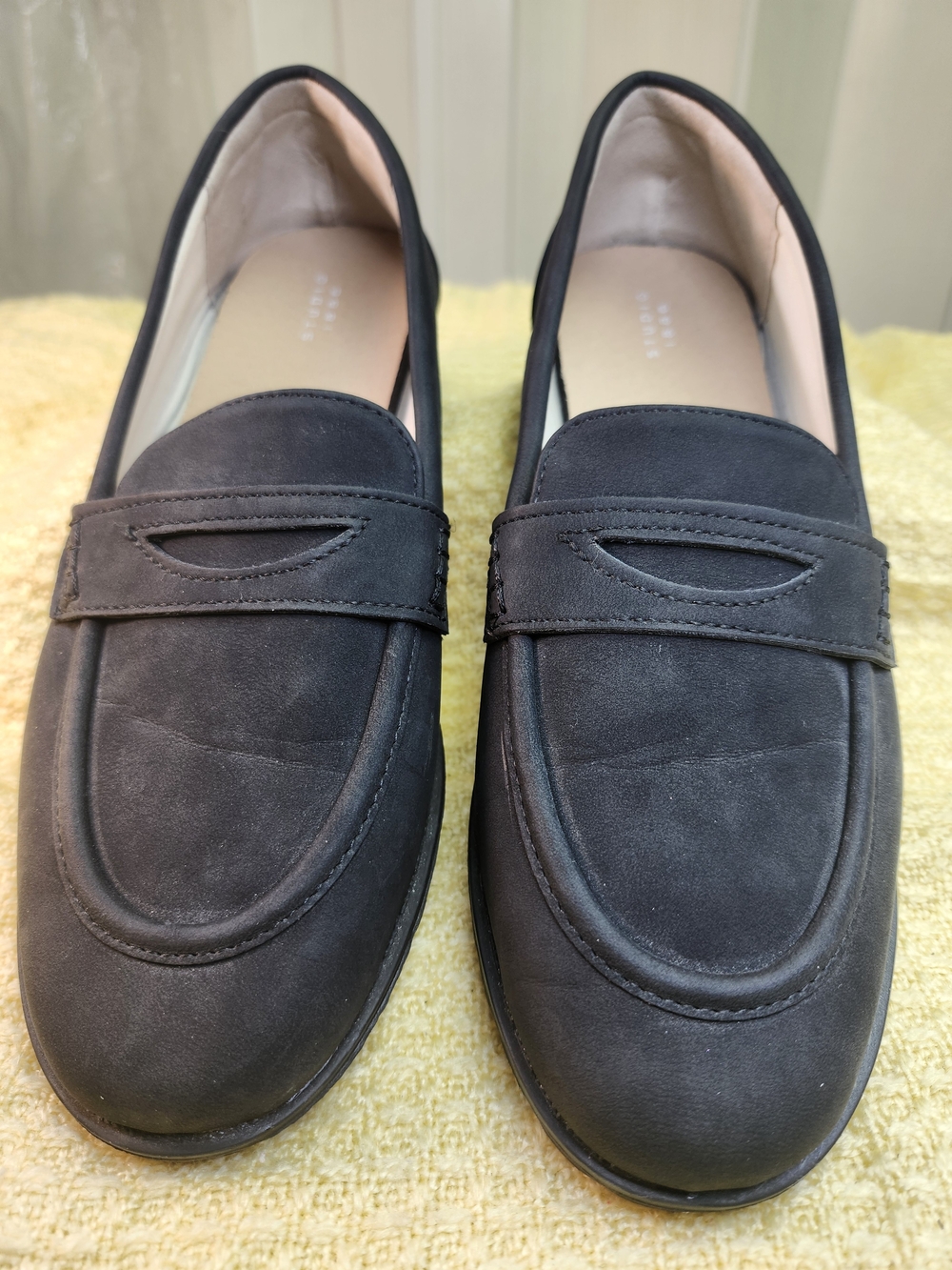 Studie 1886 Chain Women's Black Suede Penny Loafers - Comfortable Everyday Flats